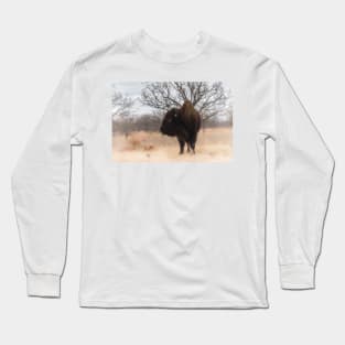 Grazing American Bison Woolaroc Oklahoma Long Sleeve T-Shirt